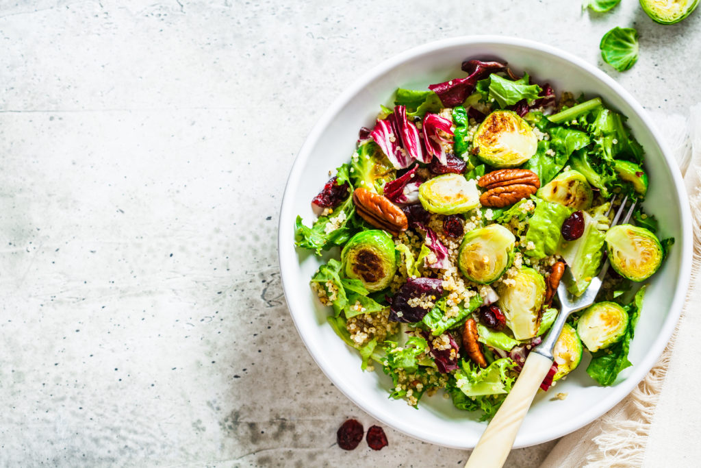 salad, brussel sprouts, veggies, quinoa salad, healthy, vegan food